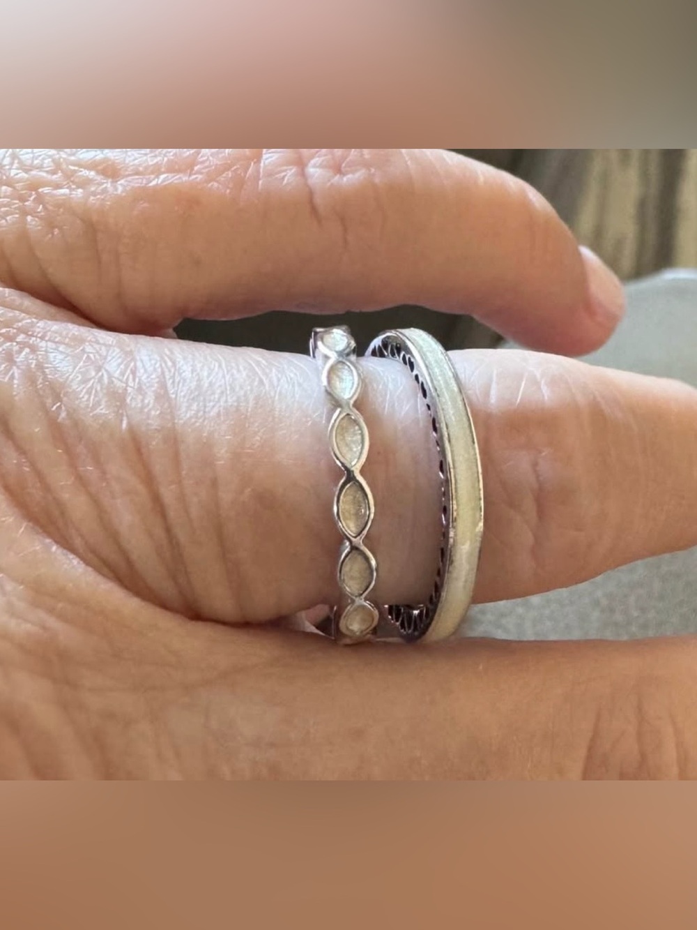 Pandora stack enamel rings set of 2